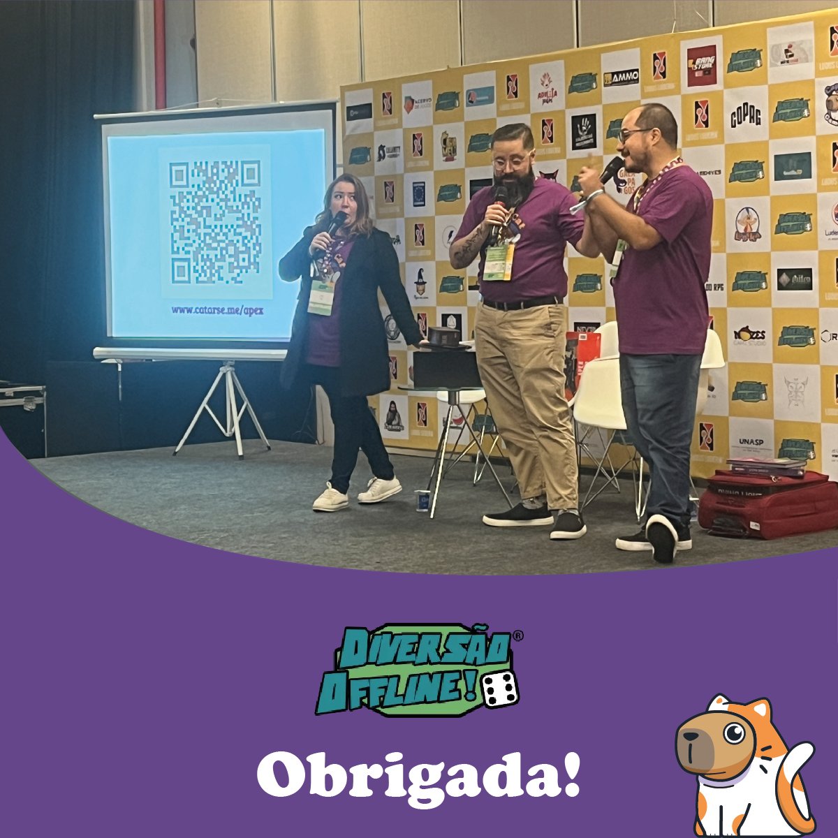 CapyCatGames's tweet photo. A participação no evento #DiversãoOffline (#Doff24) foi incrível! Já estamos com saudades 😍
Confira nossas ações e anúncios de jogos de desenvolvimento nacional e licenças internacionais que estamos tornando realidade!
Tivemos uma gameplay especial com @studart7, a live foi transmitida no canal "De Quem é a Vez?", e a interação foi simplesmente fantástica. Confere lá no canal.
Além disso realizamos um painel super aguardado onde anunciamos nossos lançamentos para 2024 e 2025. Foi emocionante ver a empolgação e os olhares de carinho da plateia. A sala de palestras estava lotada, com pessoas em pé e até do lado de fora. Entre os anúncios, estavam:
Apex Legends: Board Game
Dying Light: Board Game
WilderFeast RPG
Don't Starve: Board Game
Plataforma Digital
Suplemento Skyfall RPG: Escolas de Magia
Assimilação RPG : em parceria com a @EditoraNewOrder e a equipe de @AssimilacaoRPG @Rakin e @ViniciusLAUzito
Também anunciamos nossa participação com estande de destaque na #GenCon e também na #CCXP! 🎉
Além disso, as gameplays de Apex Legends Board Game na área de protótipos do @catarse bombaram muito! 🚀 A galera estava super curiosa e empolgada na jogatina!
Obrigado a todos que estiveram presentes e nos deram tanto carinho! ❤️
#CapyCatGames #ApexLegends #BoardGames #RPG #DyingLight #WilderFeast #DontStarve #SkyfallRPG #AssimilaçãoRPG #Assimilação
