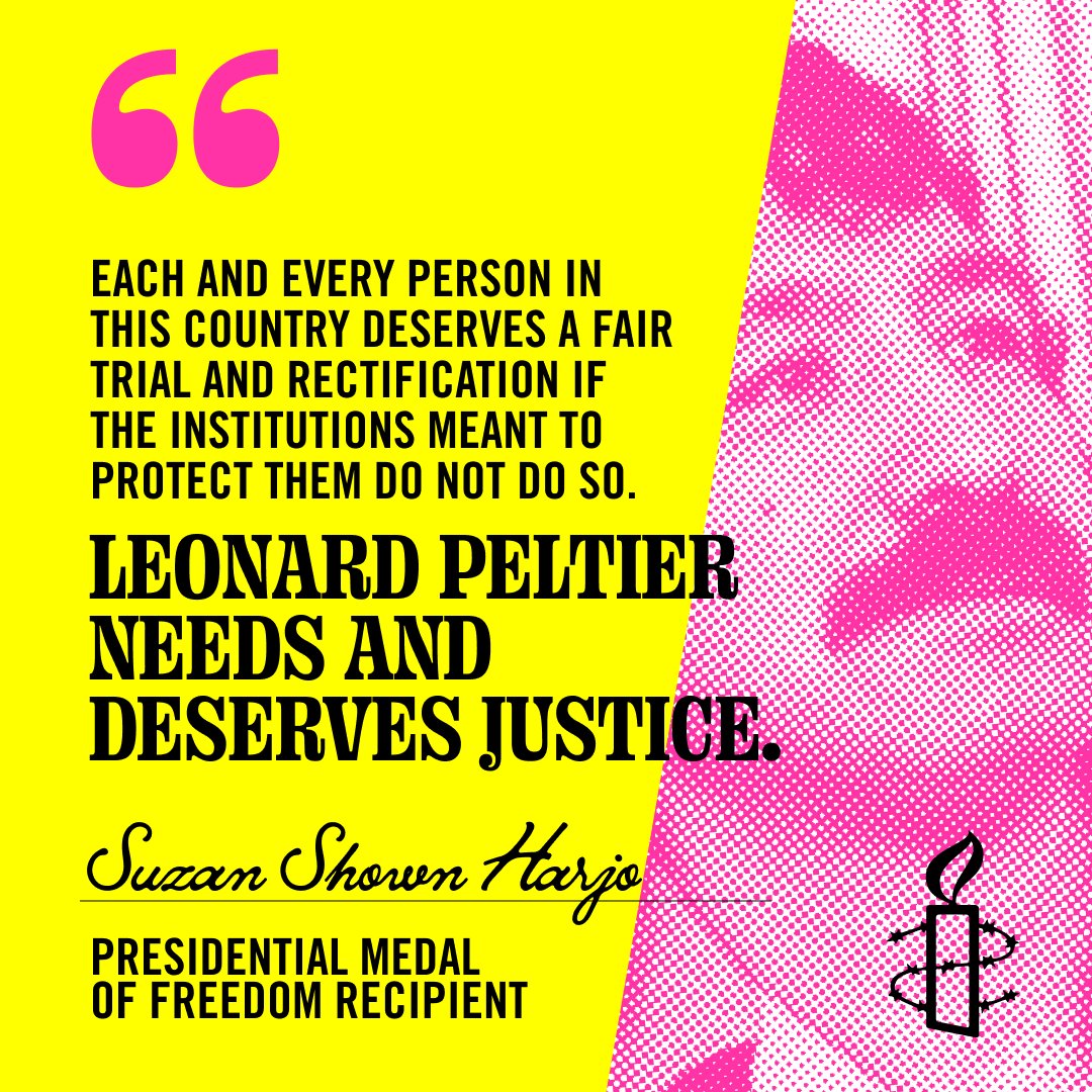 This is it! This is our chance to FREE LEONARD PELTIER! 📱 Light up the phone lines: +1 202-346-7000 or 👩‍💻 send an email: USParole.questions@usdoj.gov Here are some talking points and other ways you can take action >>> amnestyusa.org/urgent-actions…