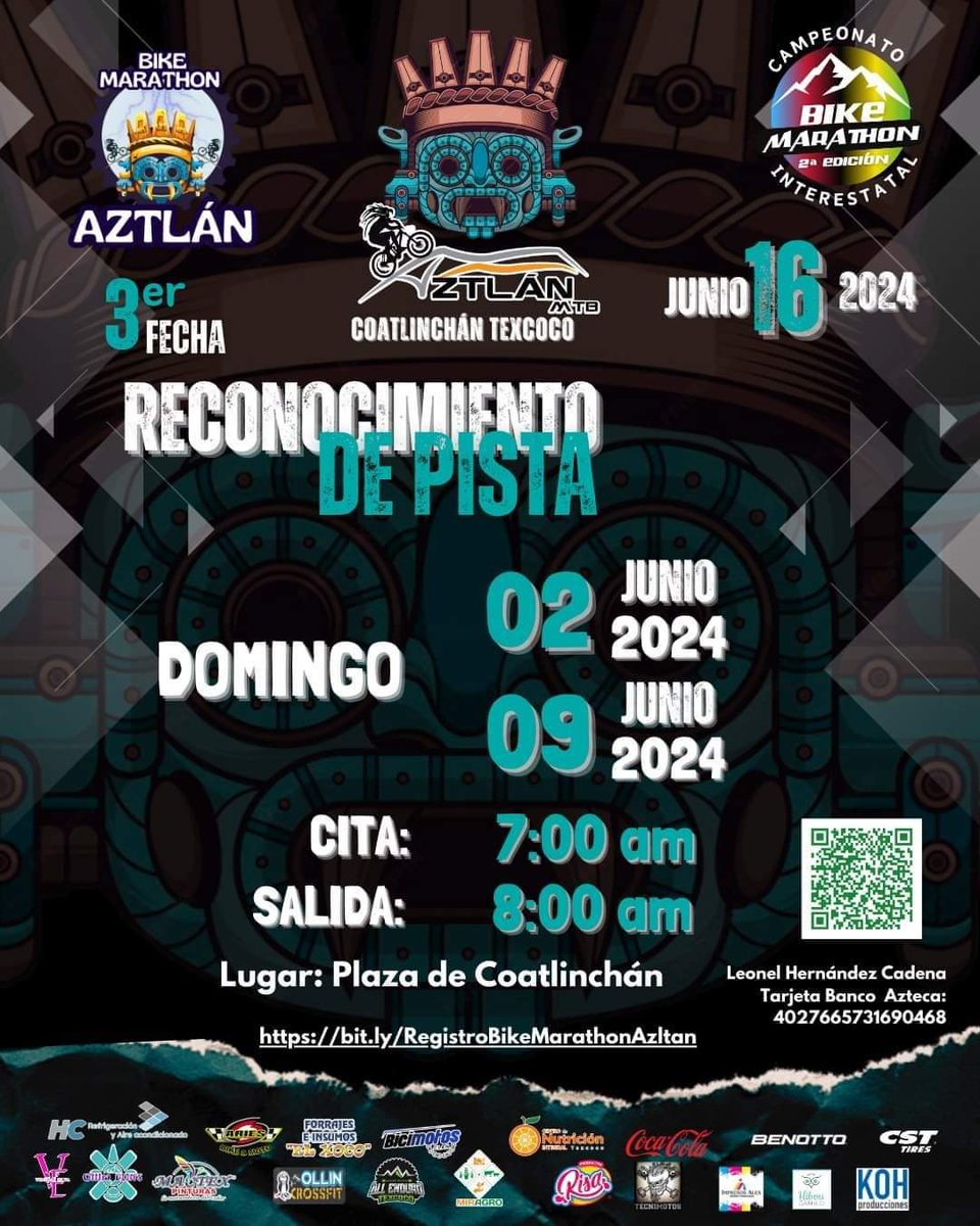 gcnaveac's tweet photo. Este #fin en la #SemanaNacionalDeLaBicicleta nos vamos al reconocimiento de #pista del 🚴🏼#Campeonato #Interestatal #Bike #Marathon 🚴🏻‍♀️, la cita es este #domingo 9 de #junio a las 7 AM en la 📍 Plaza de #Coatlinchán, #Texcoco, #Edomex
https://t.co/tRvG5Dzbuj

#bici #bicicleta https://t.co/2eaSra1FPx