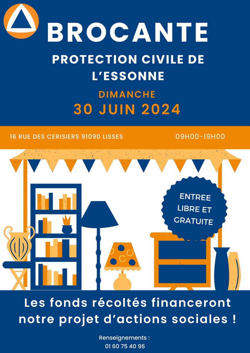 ADPC_91's tweet photo. Save the Date : Brocante le 30 Juin 2024 ! 📣

Dans le cadre du projet d’actions sociales, nous organisons une brocante le dimanche 30 Juin 2024, à partir de 9h, dans nos locaux au 16 rue des cerisiers - 91090 Lisses ! ☀️

De nombreux lots seront disponibles ! https://t.co/2G0t2VI3bt
