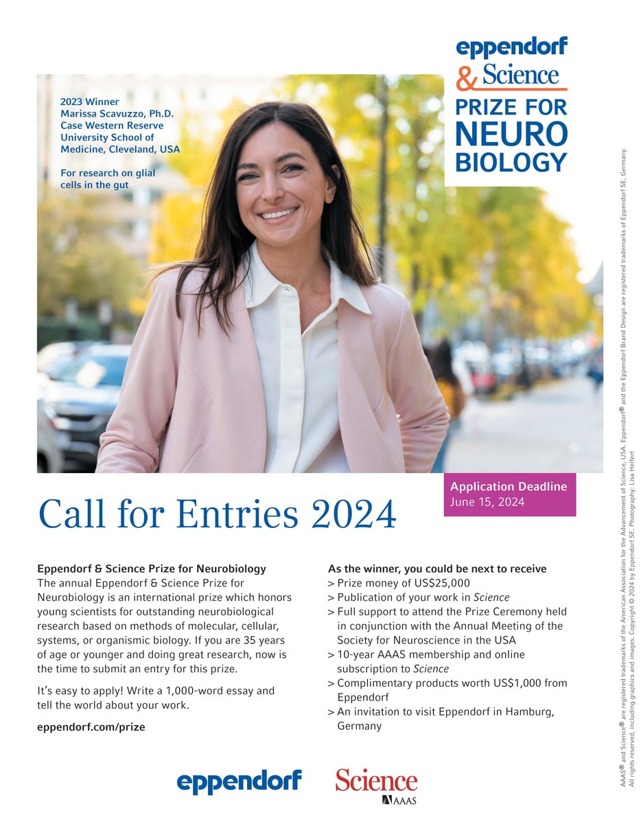 ScienceCareers's tweet photo. The final deadline is approaching quickly for submissions for the 2024 Eppendorf & Science Prize for #Neurobiology.
Check out last year's winning research here: https://t.co/E6NbTKBKPE #CellularSystems #OrganismicBiology https://t.co/f4XRIWkhqE