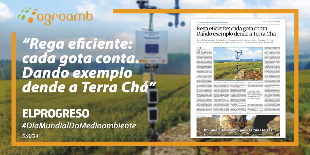 GAgroamb's tweet photo. 🌍💧 A piques de rematar o #DíaMundialDelMedioambiente, lembramos que cada gota conta. Dende Agroamb, na Terra Chá, promovemos o uso eficiente da auga coa rega por goteo e sistemas intelixentes. 

Sigamos a loitar contra a desertificación e as secas.#Sostibilidade #Agua https://t.co/EkqLcvcUE8