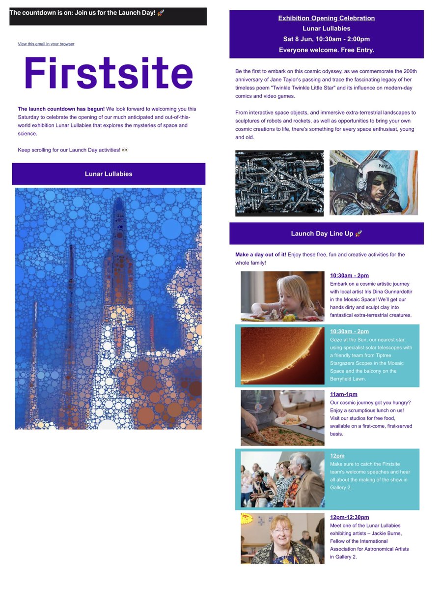 ArtistBurns's tweet photo. Only a couple of days left until the Lunar Lullabies exhibition opens @Firstsite Gallery, Colchester. I am one of the exhibiting artists. 🎨🛰️🚀
#Firstsite #exhibition #sciart #essexartist #aerospace https://t.co/Rm7vppiuwv