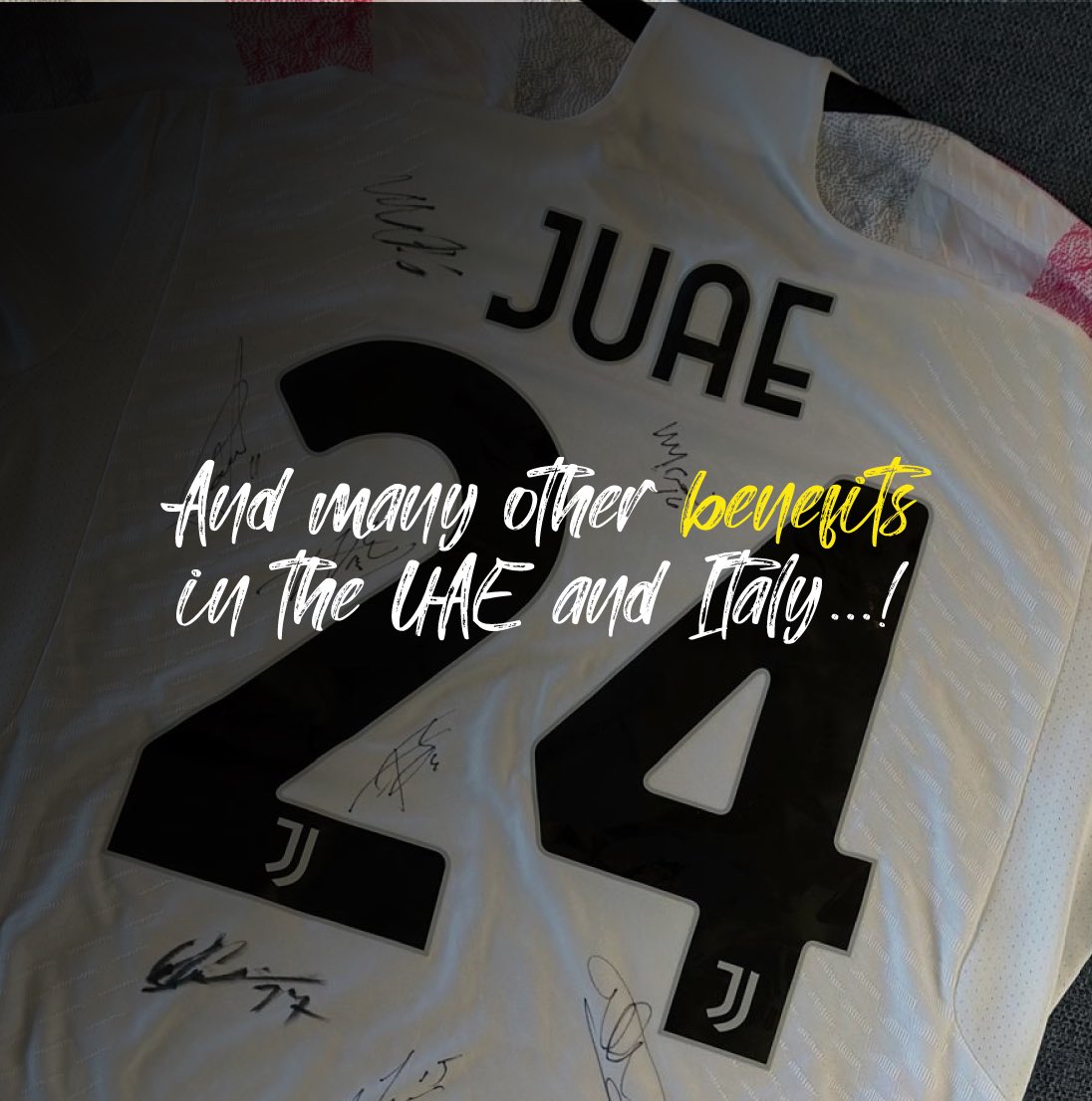 JUAECLUB's tweet photo. 🚨🚨 New season open for registrations in the #JUAE family. Two original SIGNED 23/24 season jerseys will be drawn for registered members in the UAE JOFC only (draw date TBD). 

Make use of discounts locally, online, and in Italy 🇮🇹. We bring #Juve closer to you 🤍🖤. 

#UAE https://t.co/BRqH3PAlol