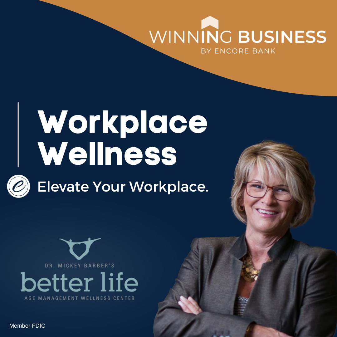EncoreBank's tweet photo. Check out our latest #WinningInBusiness blog post by the esteemed Dr. Mickey Barber.
Discover how prioritizing wellness in the workplace can transform productivity, support retention and recruitment, and create a thriving business environment. 🚀
👉 https://t.co/MAkDDQoOA7 https://t.co/c1MpXKZ9e1