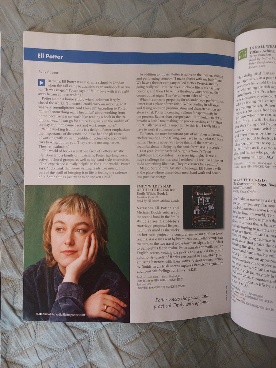 Pottell's tweet photo. I was very honoured to be interviewed by the brilliant @AudioFileMag about my narration work a few months ago. And it's out! They even sent me a copy with a big photo of my face in it. Gassed &amp; grateful! https://t.co/65823nSonx