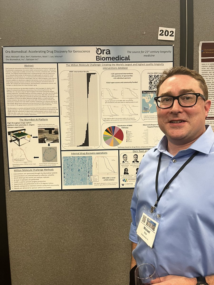 Awesome to see <a href="/OraBiomedical/">Ora Biomedical, Inc.</a>’s work being shown off at AGE2024! Thanks to all the amazing sponsors of the #millionmoleculechallenge