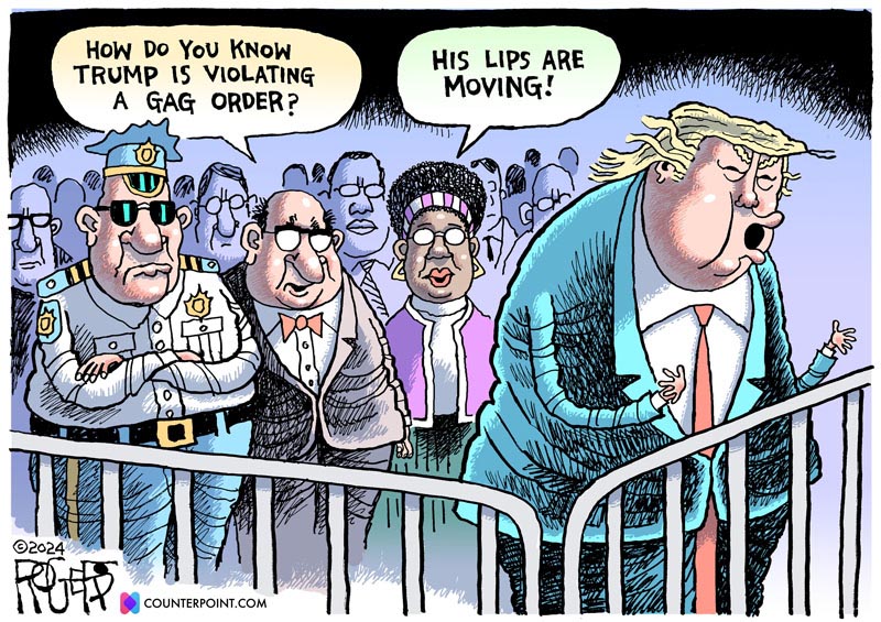 EandPCartoons's tweet photo. Rob Rogers, @newcounterpoint @Rob_Rogers 
#TrumpGagOrder https://t.co/cN5ExvQsTW