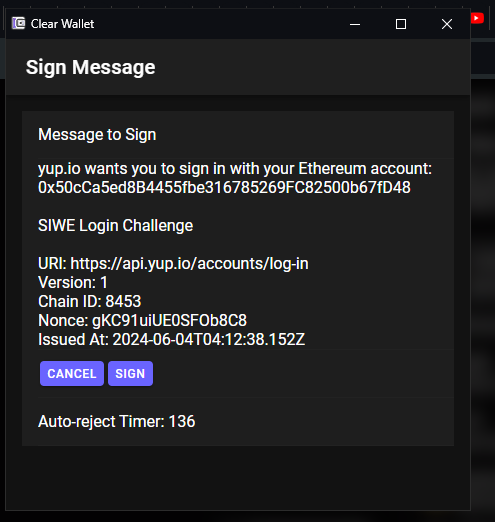 andrei0x309's tweet photo. @chazz_gold @yup_io What action did you take to get this message?

If you tried to connect your lens it might be legit.

Otherwise, the legit, login/signup message is similar to the one I attached in the image. https://t.co/aSMlQxjaCd