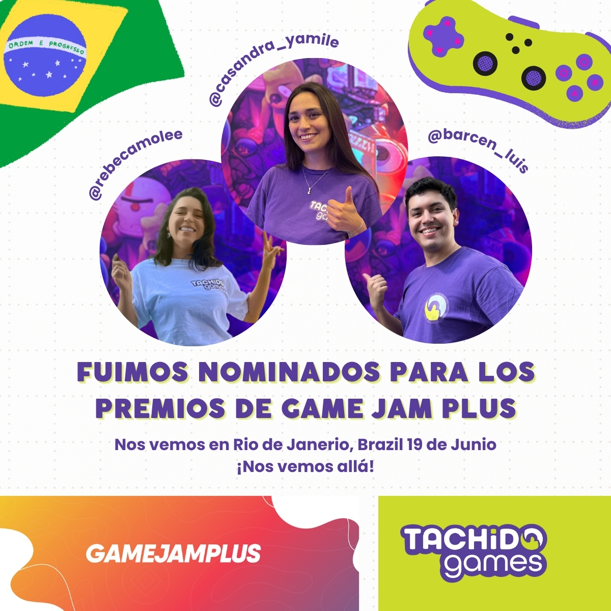 Tlachi_Games's tweet photo. ¡Estamos súper emocionados de anunciar que nuestro estudio de videojuegos ha sido seleccionado para el @gamejamplus  🎉 El cierre del evento será en la vibrante ciudad de Río de Janeiro, Brasil. 🌞🌴

#GameJamPlus #TachidoGames #estudioindie #videojuegos #gamescom2024 https://t.co/WJRY8O7x0Q