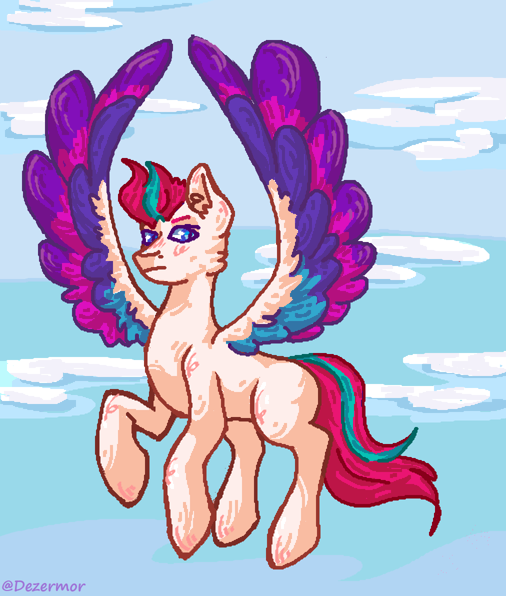 Dezermor's tweet photo. I love sketching in MS Paint and here it is Zipp🌈⚡🌩

The move is over and I'm slowly returning! 

#mlp #zipp #zippstorm #art #artmoots #digitalart #pixelart #commissionsopen https://t.co/Fh9Rr432fv