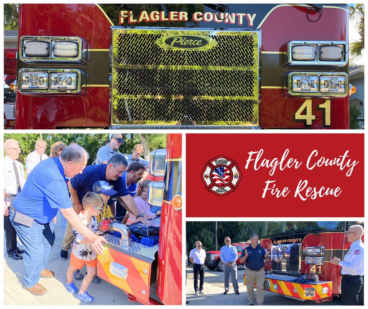 FlaglerCtyGov's tweet photo. Flagler County Fire Rescue welcomed a new addition to Station 41 (Hammock) this morning with the traditional fire service "push-in" ceremony. The arrival of the unit marked a key step forward in serving the community. Thank you to all for the support! #FlaglerFirst https://t.co/hgvAX540H5