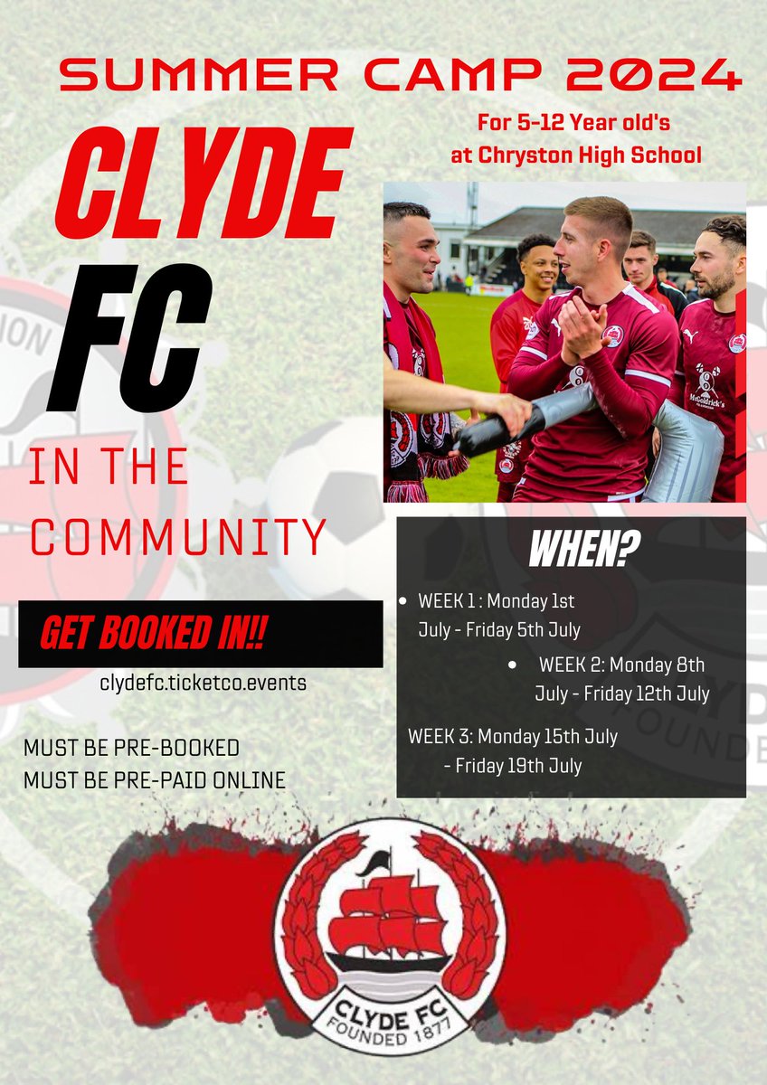 ClydeFoundation's tweet photo. Summer Camp now available to book https://t.co/SXVKxKtff0