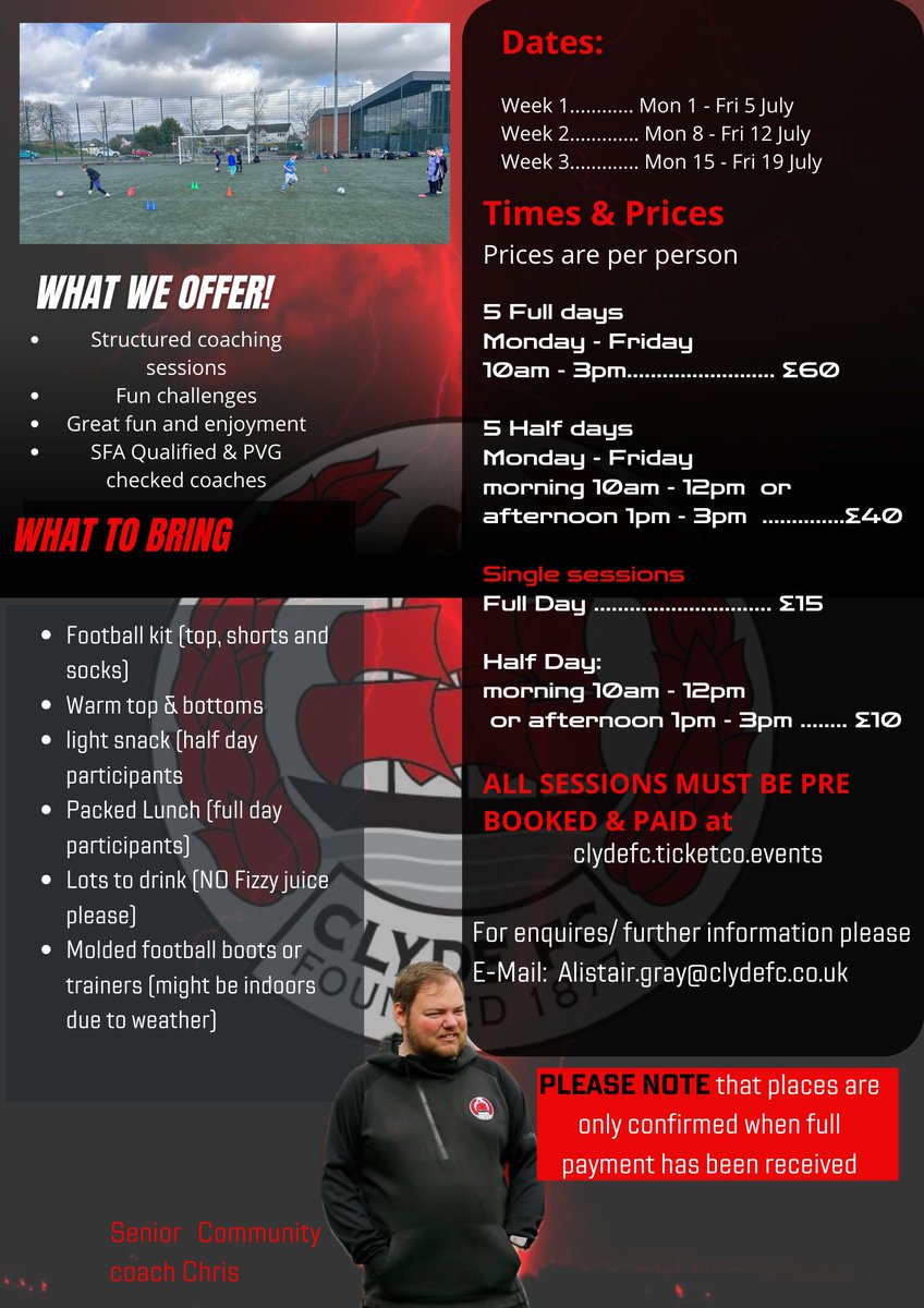 ClydeFoundation's tweet photo. Summer Camp now available to book https://t.co/SXVKxKtff0