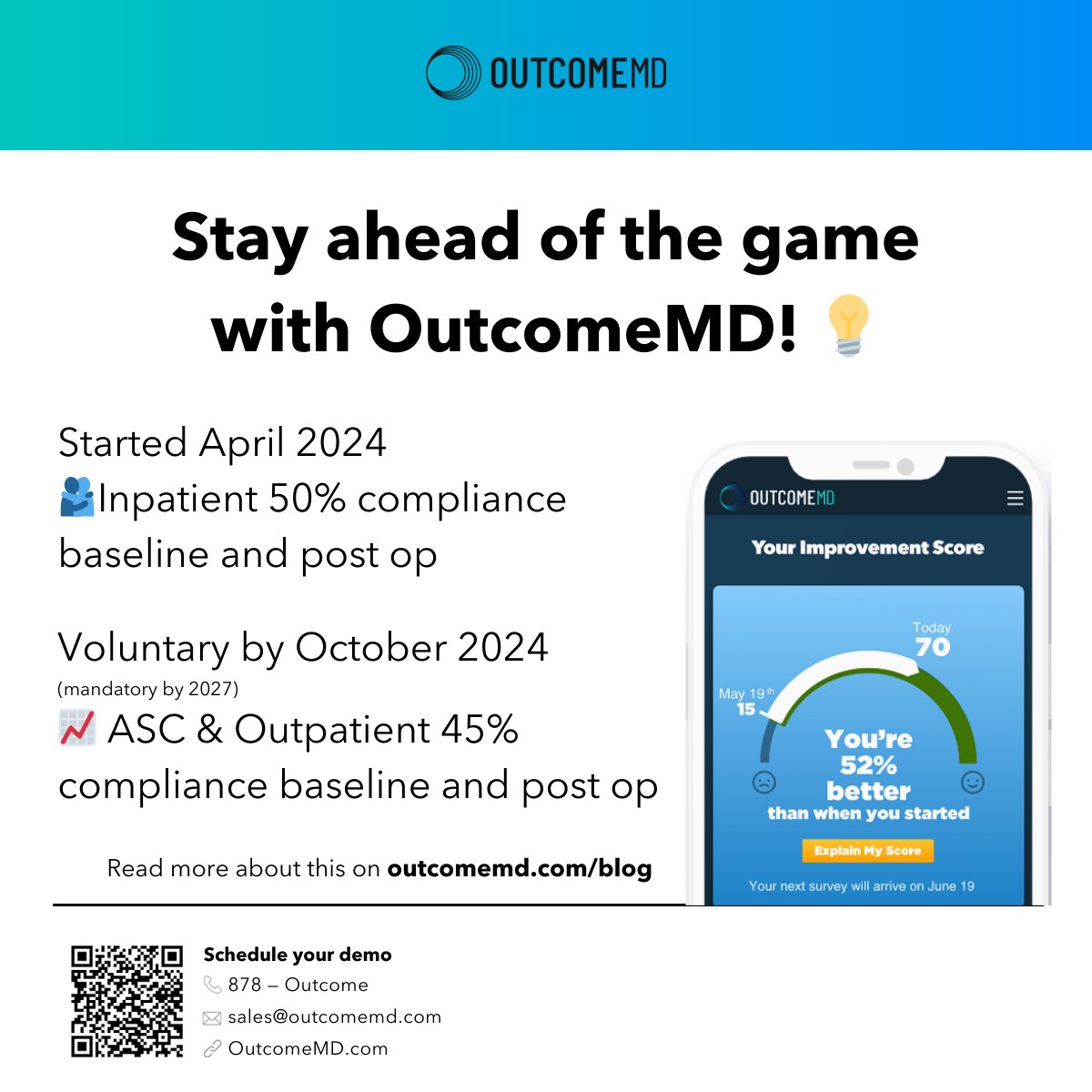 OutcomeMD's tweet photo. 🚨New Blog Alert
🔍 OutcomeMD can assist your organization in navigating the new CMS PRO-PM mandates for TKA and THA procedures. With OutcomeMD's expertise, streamline data collection and ensure accurate reporting for compliance with these new requirements
https://t.co/WpUjN93Jh0 https://t.co/bWlRvfkL7u