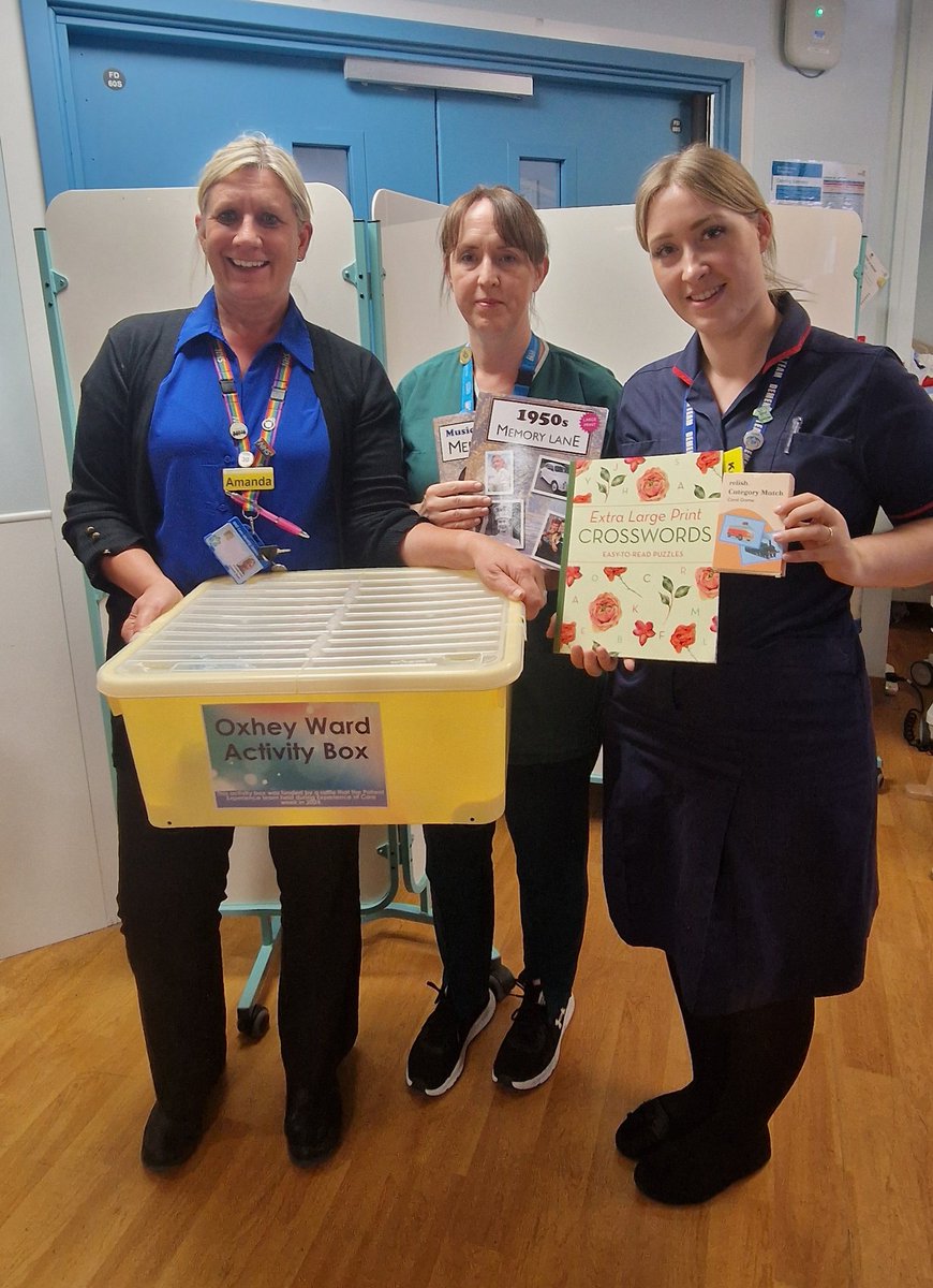 Today we delivered our first activity ward for Oxhey ward. 

Oxhey ward has a bespoke activity box with memory lane books, large playing cards, category match games, and extra large crosswords. We hope the patients will enjoy these items ☺️✨️