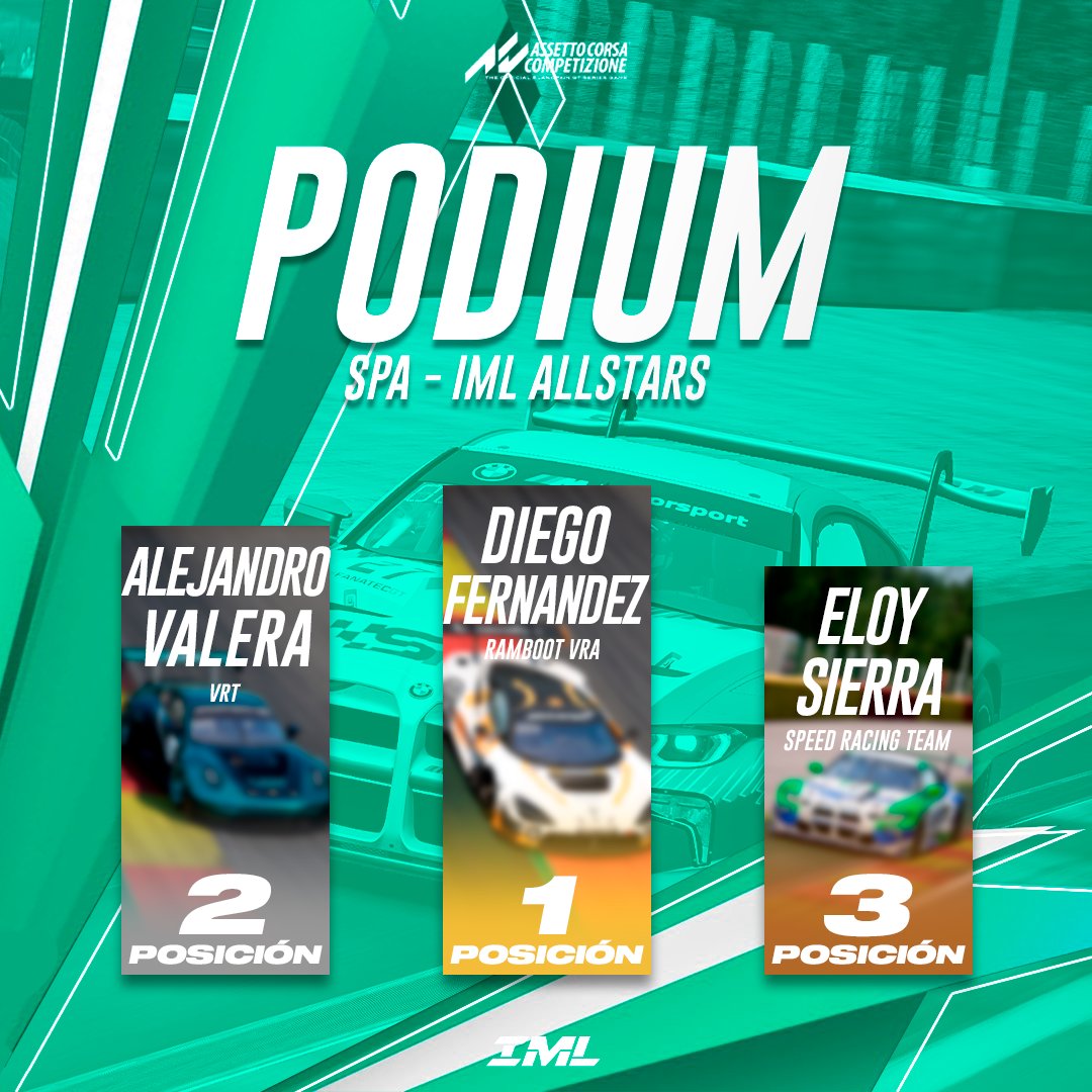Segundo podium en la prequaly del ⭐IML All-Stars⭐ en el circuito de Spa 🇧🇪. 

<a href="/Diego_Fx2/">Diego Fernández</a> 🥇 
<a href="/sr_valera/">Đɇvɨł Valera vL</a> 🥈
@ Eloy Sierra 🥉
