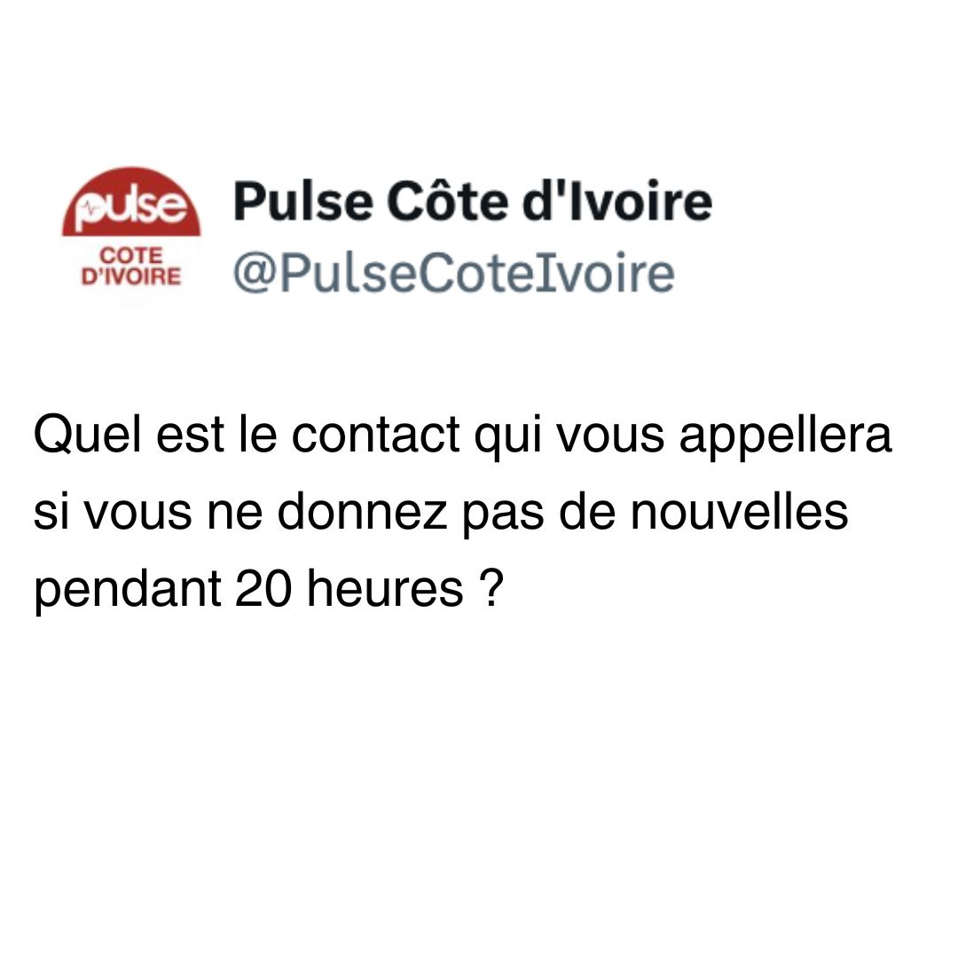 PulseCoteIvoire's tweet photo. Le contact sur qui vous pouvez compter…
#PulseTweets https://t.co/MxuniSMafr