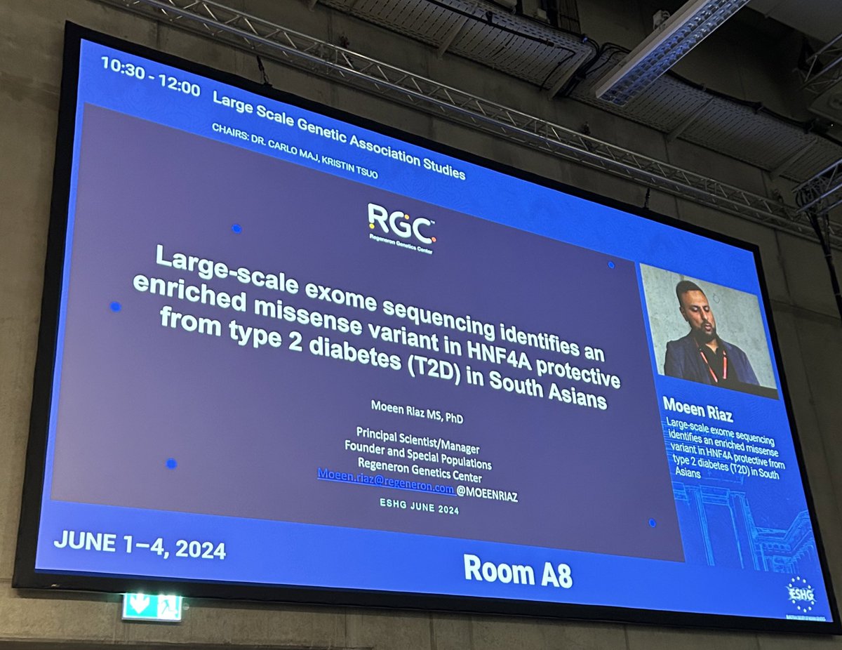 #ESGH24 wonderful meeting v  interesting talks, separate session on African genomes which highlighted the current efforts by H3Africa and clinical genomics. i have presented the identification of first ever report of protective variant in  HNF4A gene for diabetes in South Asians