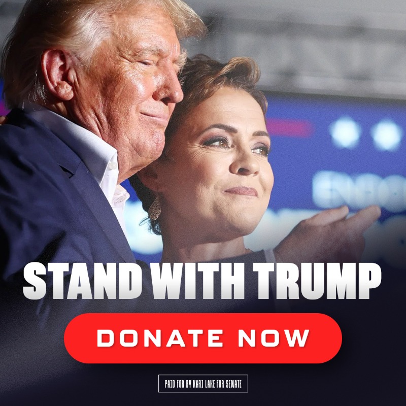 KariLake's tweet photo. The corrupt kangaroo courts may have reached their verdict, but they shouldn’t expect us to accept their narrative. This is the greatest act of political corruption in American history. 

Click below to help us take back the Senate and send President Trump to the White House.