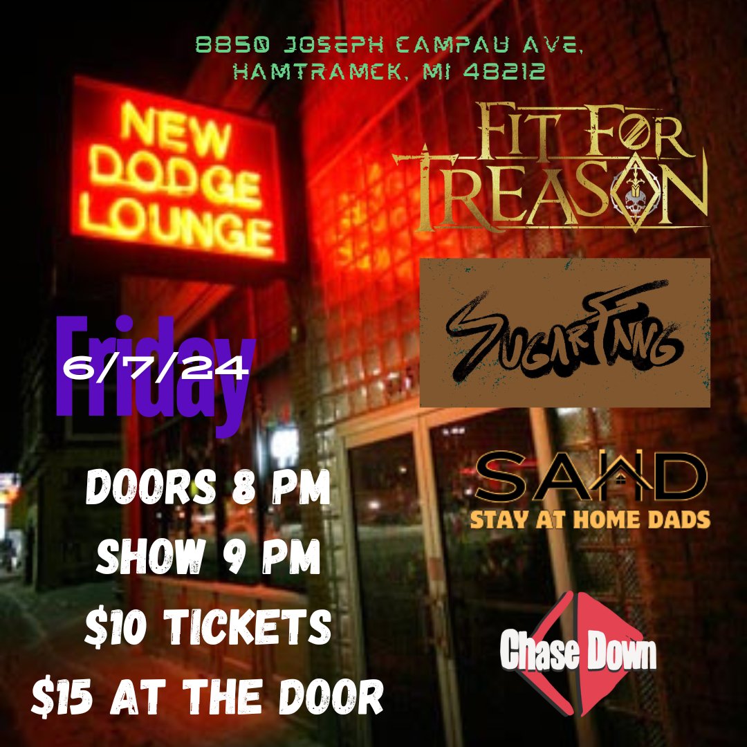 SAHDband's tweet photo. 🚨 JUNE SHOWS 🚨 Summer is officially here and we're bringing our hot 'n heavy guitar riffs to a stage near you! 

6/7 - @newdodgelounge (Hamtramck) 
6/8 - The Fledge (Lansing) 
6/30 - @thepugdetroit PUG Fest 2 (Ferndale)

Come have a cold one with your dads 🍻 https://t.co/1Ld4IKbdGI