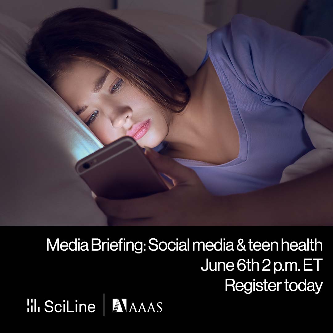 RealSciLine's tweet photo. THURSDAY! Briefing on social media + teen health issues: Hear from experts @ColleenAMcClain (@pewresearch), Dr. Linda Charmaraman (@wellesley) &amp; @jasonmnagata (@ucsf) about the adverse effects on sleep + mental health &amp; healthy social media use tips. https://t.co/kfkI97jHPH https://t.co/dKO2NJ1mRp