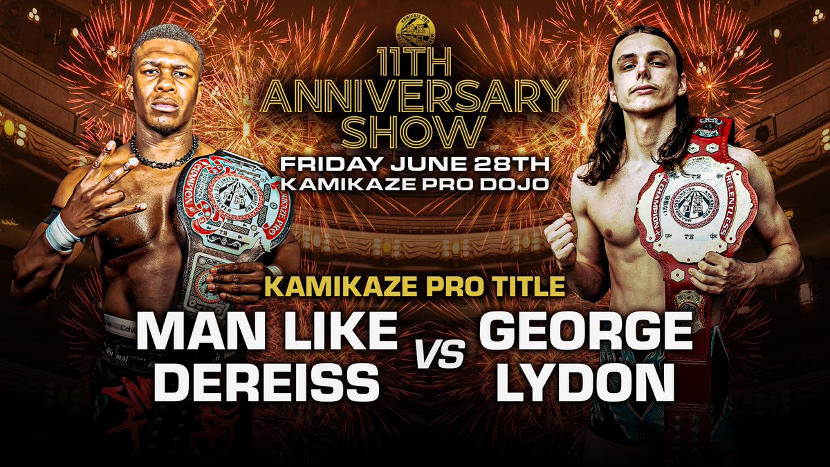 KamikazeProUK's tweet image. The Main Event for #11AS on Friday June 28th at the Kamikaze Pro Dojo in Digbeth

Kamikaze Pro Title
@DEREISS_ vs @GeorgeLydon_ 

Tickets: 
ringsideworld.co.uk/events.php?id=…