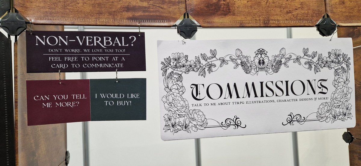 SarahMasonArt's tweet photo. Me and the hubby created these little cards for conventions to help be more inclusive to those who are non-verbal and wish to approach.  We got a lot of kind comments and I wanted to share on here in case other people wanted to use this idea as well! <3 https://t.co/aGo8LCNImp