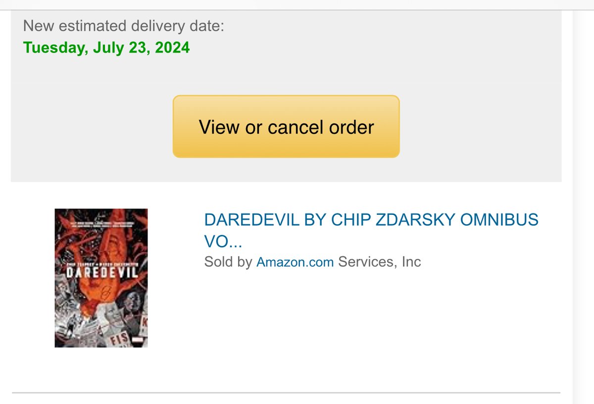 skmetalle's tweet photo. Hi Kuljit
Any confirmation on this?
@manwithoutfear
#zdarsky #checchetto @daredevil omnibus release pushed back again? Just received from Amazon.
I am fine with waiting.
Thanks as always. https://t.co/H13wei4rXb