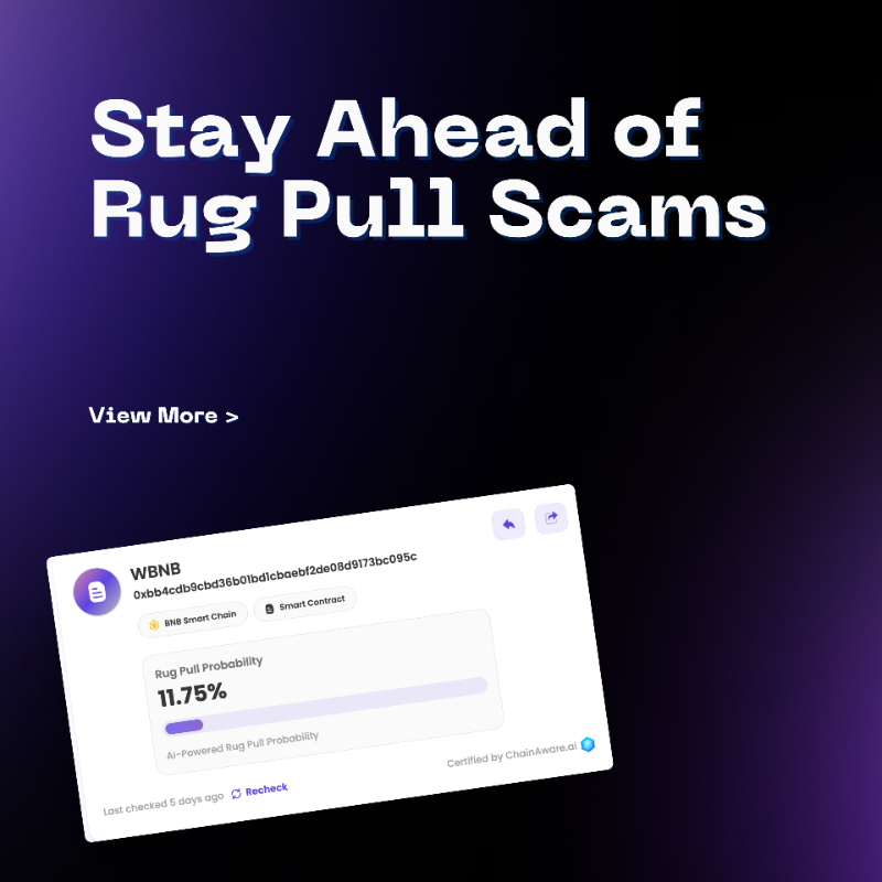 ChainAware's tweet photo. You can detect rug pulls on BNB Smart Chain, before everyone else with https://t.co/tODxqMUs5g.