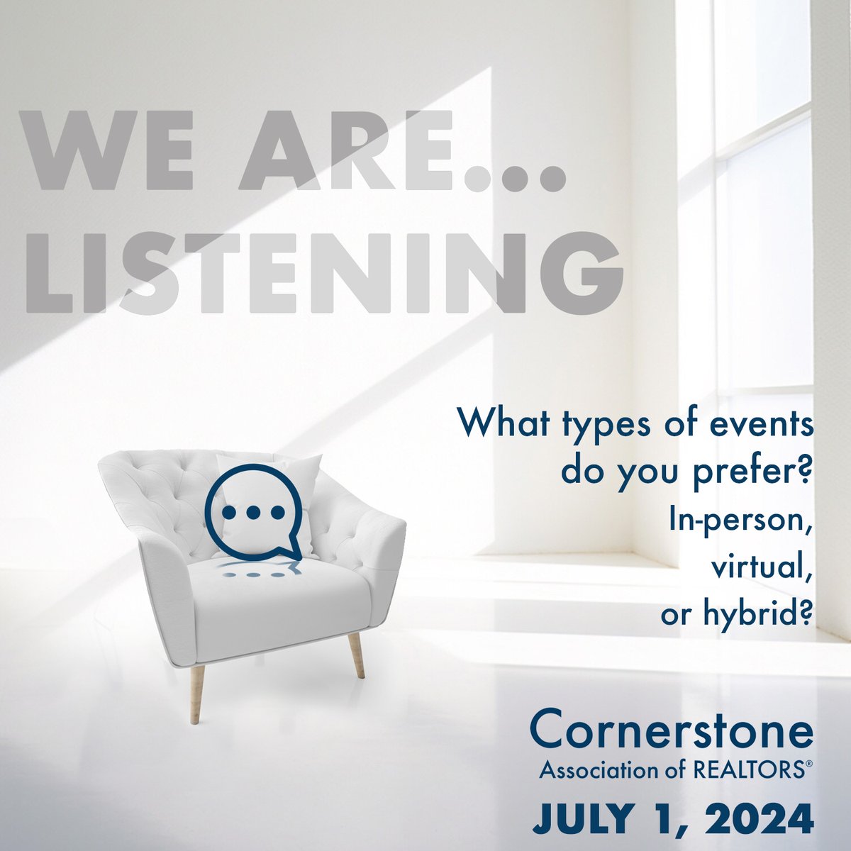 We're building open communication and engagement with our valued Members. And we'd like to ask: What types of events do you prefer? In-person, virtual, or hybrid?
Let us know in the comments 💬

<a href="/MREBRealtors/">Mississauga Real Estate Board</a> | @wr_realtors | @RAHBNews | Simcoe &amp; District Real Estate Board