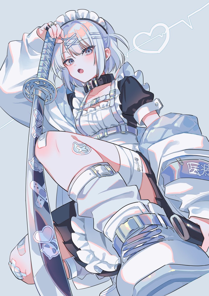 「侍メイド 」|すざく＠２月１０日発売！『天空の異世界ビストロ店』のイラスト