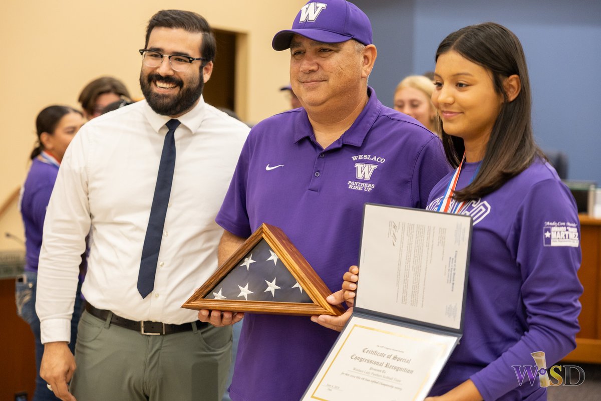 Last night our UIL State Softball Champs came together at Weslaco City Hall to receive well-deserved recognition. Mayor Adrian Gonzalez and the city commission declared June 1st, '24 as "Lady Panthers Softball State Champions Day"! 🏆⚾ #LadyPanthers #statechamps #proudcommunity