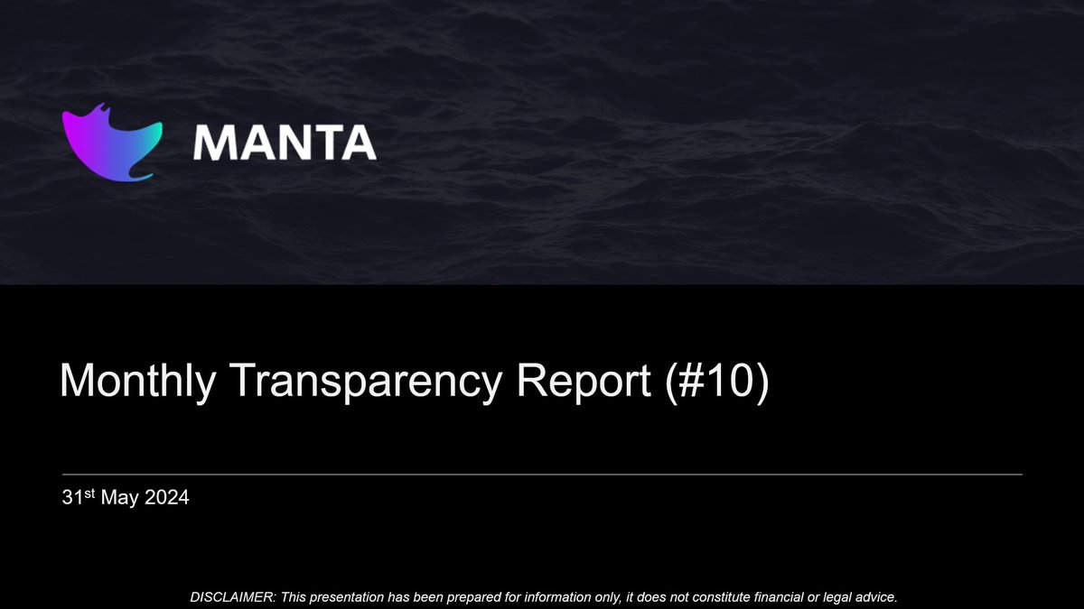 The May monthly report for @Manta_DAO
is now available 🤓
TLDR:
- Continued progress on transition plan execution, expected to be completed by th end of the month.
- Monthly revenue from operations at $55.6k

Key highlights &amp; full report 👇