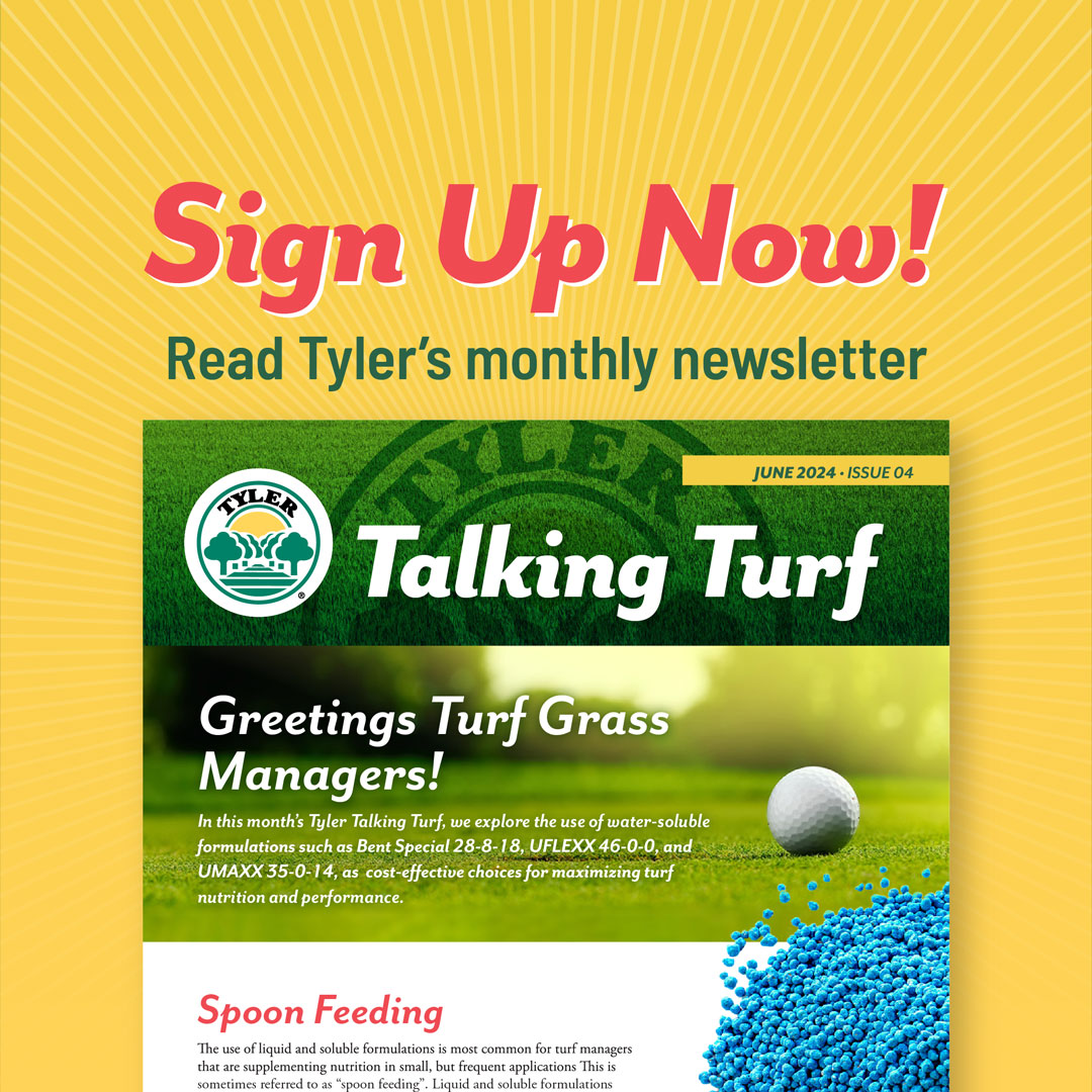 We're just about ready to drop the June issue of Tyler's Talking Turf news. This month, we dive into cost comparisons for spoon feeding products. Not on the list? Sign up now- bit.ly/3IlTfnX 

#talkingturf
#spoonfeeding
#watersolubleforturf 
#tylerturf
#timelyturftips