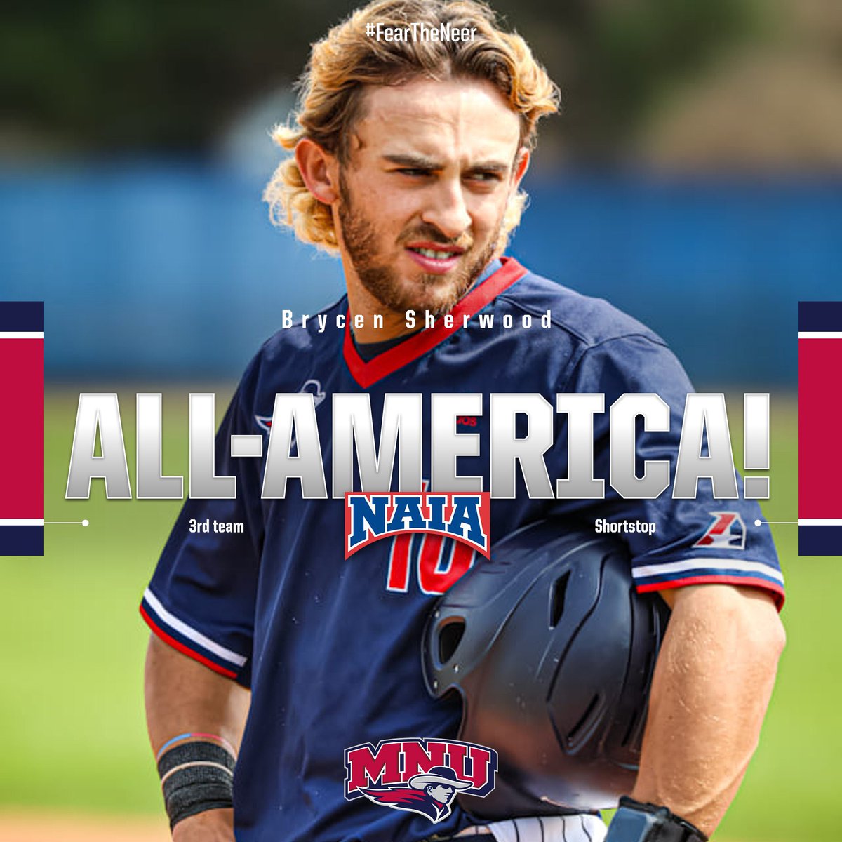 ⚾️ Congrats <a href="/MNUBaseball/">MNU Baseball</a> Brycen Sherwood, named NAIA 3rd team All-Amercia! #FearTheNeer