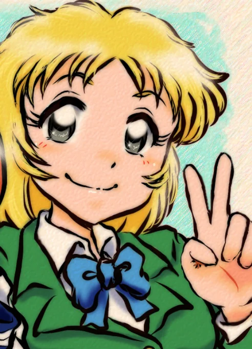 #女の子のピースを見せ合うタグよそのこ 