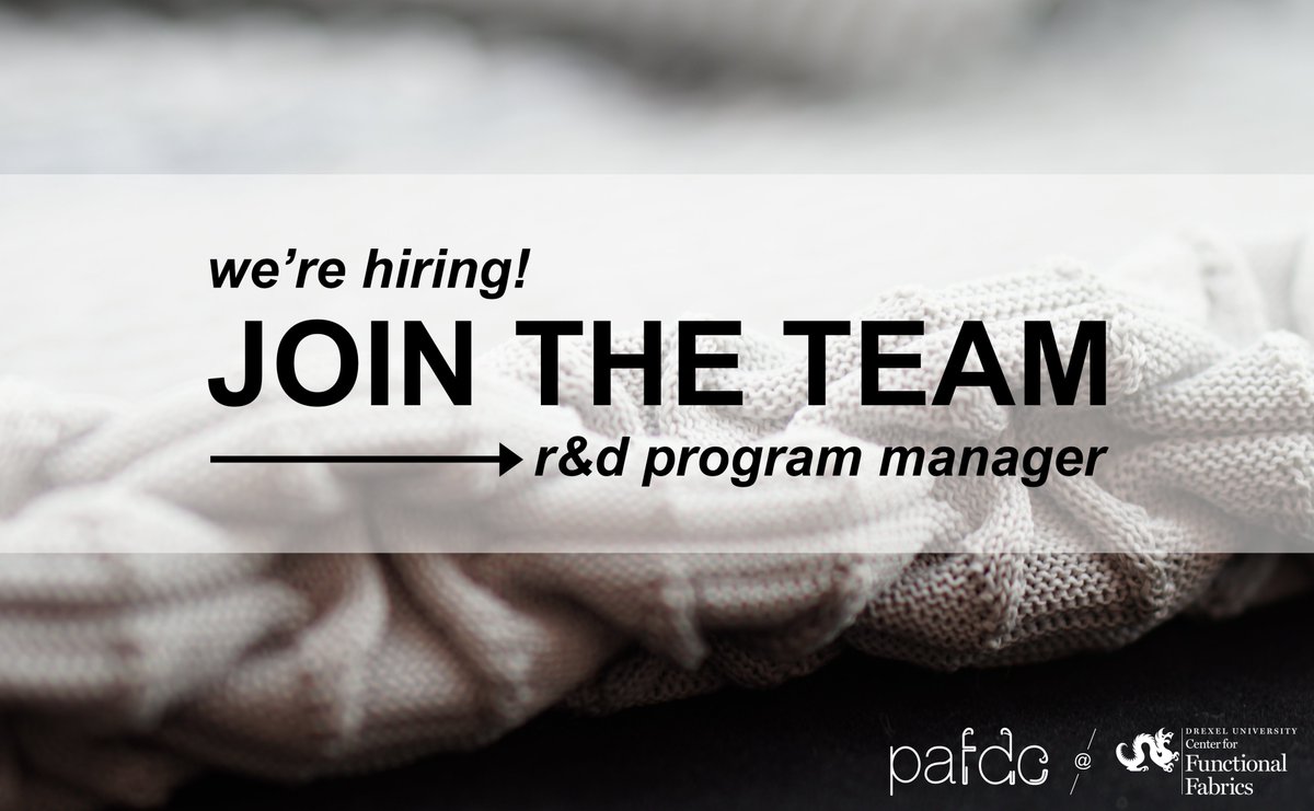 pafdc_cff's tweet photo. If you enjoy a highly creative, evolving environment where the gears of cutting edge technology in functional fabrics are in constant motion, take a look at this new open position!
(Apply by: 06/28/24)

R&amp;D Program Manager
https://t.co/1l7E64u1gP https://t.co/6b76VhfpoR