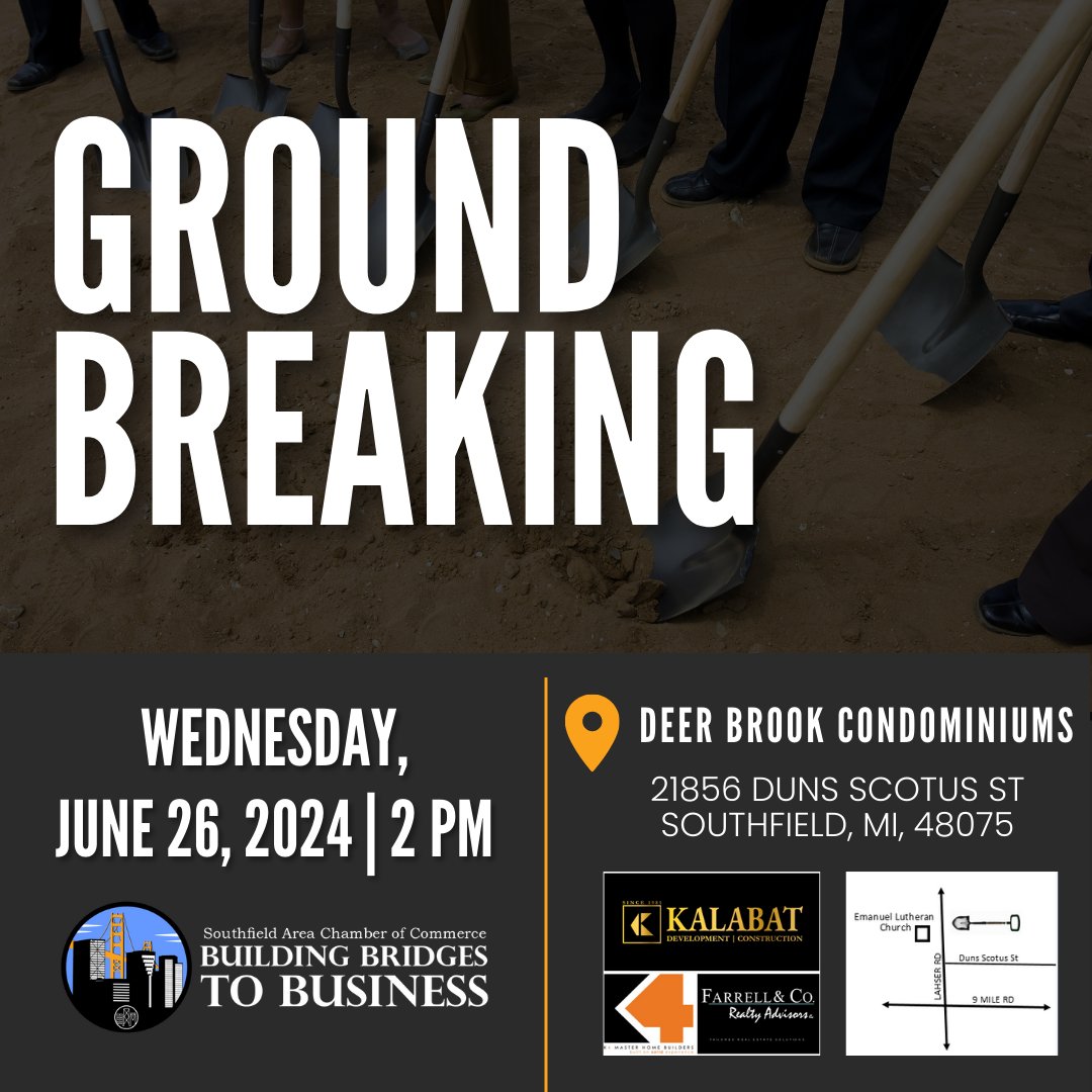 SouthfieldCC's tweet photo. Ground Breaking 🎉 

Join us next Wednesday to celebrate the ground breaking of Farrell &amp; Co Realty Advisors! 🥳
📍 28156 Duns Scotus St, Southfield, MI 48075 
Register below ⤵️ 
🔗 https://t.co/nJbI4nPogj

#groundbreaking #southfield #creatingconnections #southfieldchamber https://t.co/xrJZI2n3Ts
