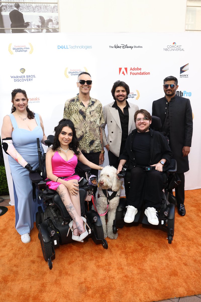 DisabilityChall's tweet photo. EDFC 2024 Best Awareness Campaign Winners from “Out of Reach” pose on the Orange Carpet. Thanks for making a great film and congrats to:
@whereswaldman @sawsanzakaria_ @jamesianmusic @illustriousmind @kadir.mayel @cafg__96 @cosmorudd @shaneburcaw @hannahayl @aeyeasha 

#EDFCAwards #EDFC2024 #disabilityfilmchallenge #easterseals #buddycomedy #awardshow #DisabilityFilm #DisabilityStories #DisabilityInclusion #filmmakers #DisabilityRepresentation #UniqueStories #FilmIndustry #ExpandTheConversation #SpreadtheWord