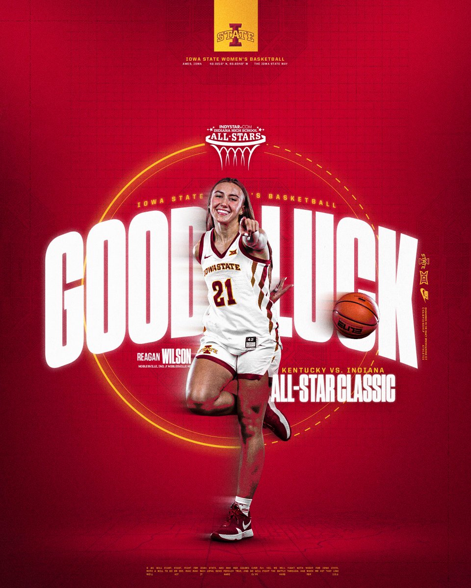 Cyclone Basketball (@cyclonewbb) on Twitter photo She's IN! Good luck <a href="/reaganwilson22/">reagan wilson</a> as you compete with the <a href="/indallstars/">Indiana All-Stars</a> this weekend against Kentucky 👊 we're rooting for you!!
🌪️🏀🌪️ She's IN! Good luck <a href="/reaganwilson22/">reagan wilson</a> as you compete with the <a href="/indallstars/">Indiana All-Stars</a> this weekend against Kentucky 👊 we're rooting for you!!
🌪️🏀🌪️