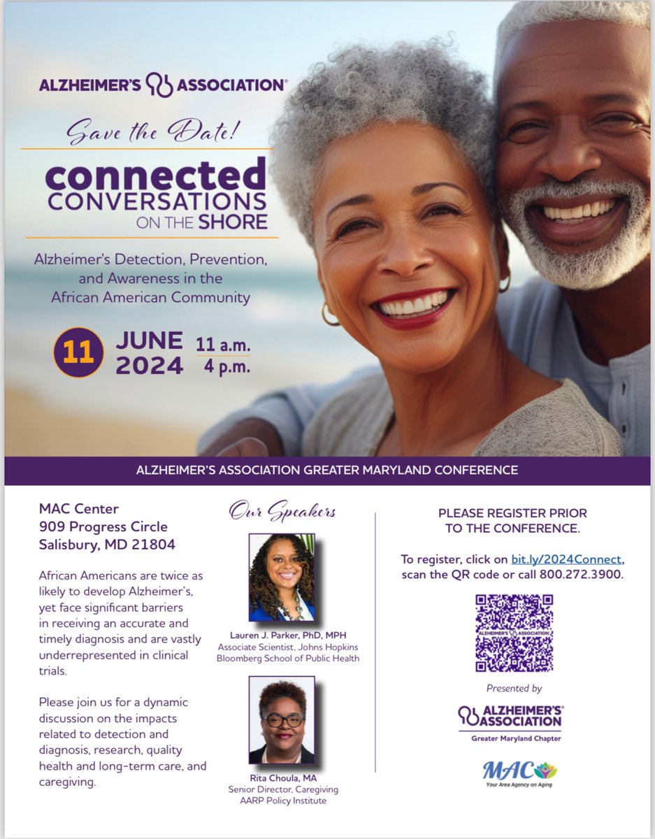 Lauren J. Parker, PhD, MPH (@dr_ljparker) on Twitter photo Alzheimer’s Disease in the African American community resource-sharing event next week!! <a href="/alzassociation/">Alzheimer's Association</a>
I look forward to speaking along w/ <a href="/rchoula/">Rita Choula</a>
Please spread the word about this event on Maryland’s Eastern shore 💜 Alzheimer’s Disease in the African American community resource-sharing event next week!! <a href="/alzassociation/">Alzheimer's Association</a>
I look forward to speaking along w/ <a href="/rchoula/">Rita Choula</a>
Please spread the word about this event on Maryland’s Eastern shore 💜