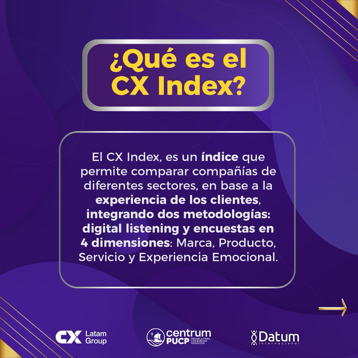 DatumPeru's tweet image. ¿Conoces el #CXIndex?
El ranking que reconoce a las empresas líderes en experiencia del cliente en el Perú
Si quieres conocer más sobre el #CXIndex2024 puedes escribirnos a 👉: rvillanueva@datum.com.pe | xvalverde@datum.com.pe
@CENTRUMcatolica CX Latam Group @Gestionpe