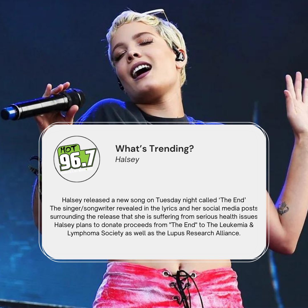 Hot967's tweet photo. @Halsey's got some new music out!

#whatstrending #halsey https://t.co/Ao7fnDbbgR