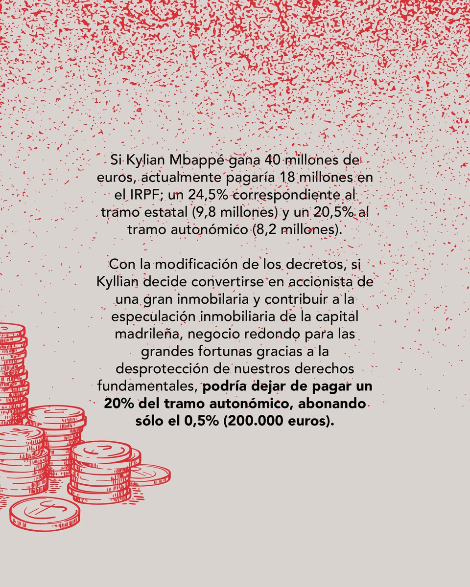 Mientras a tí te expulsan del barrio para hacer pisos turísticos y te duele comprar una botella de aceite la Comunidad de Madrid permite a los turistas ricos pagar casi los mismos impuestos que un mileurista ⚽