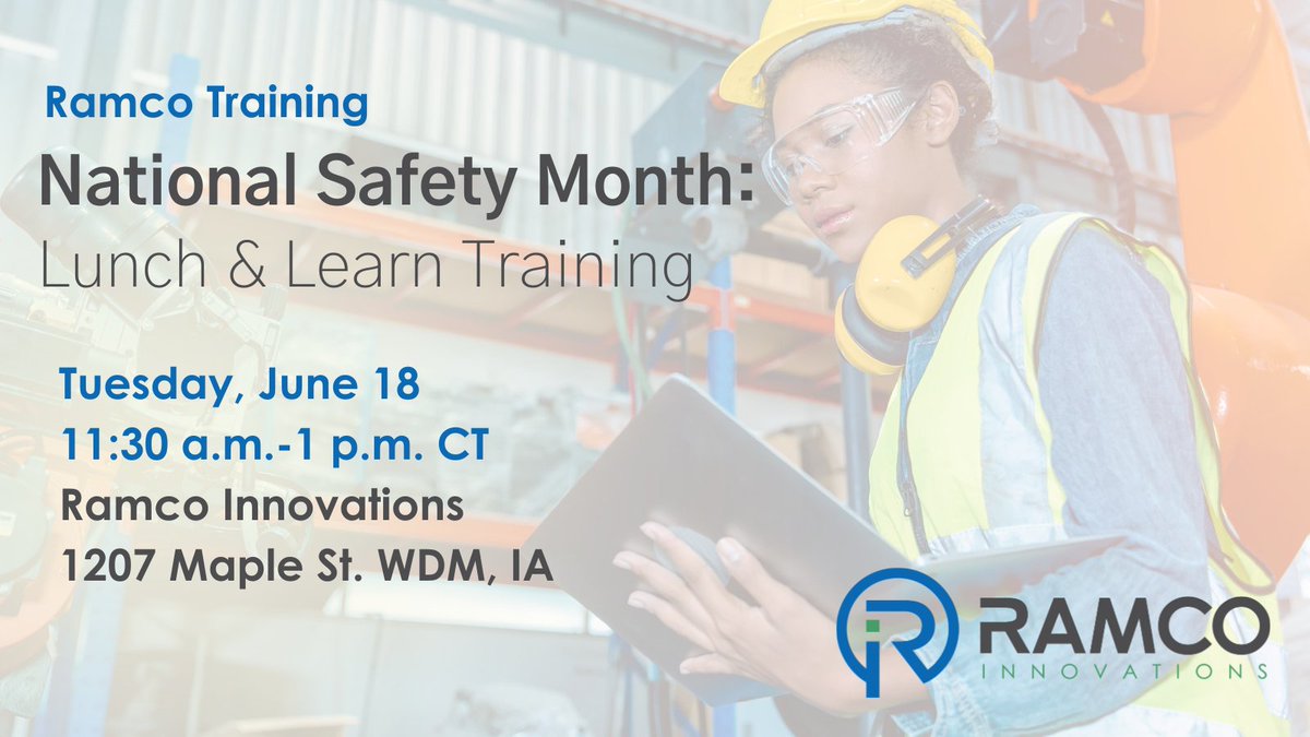 RamcoInnovation's tweet image. June is National Safety Month!🦺🚨
Join us for a free lunch &amp;amp; learn on Tues. 6/18 from 11:30a-1p for an in-depth overview of new safety tech from our world-class vendors. 
Re: @OmronAutomation @ABBgroupnews @BannerSensors 
🔗ramcoi.com/resources/trai…