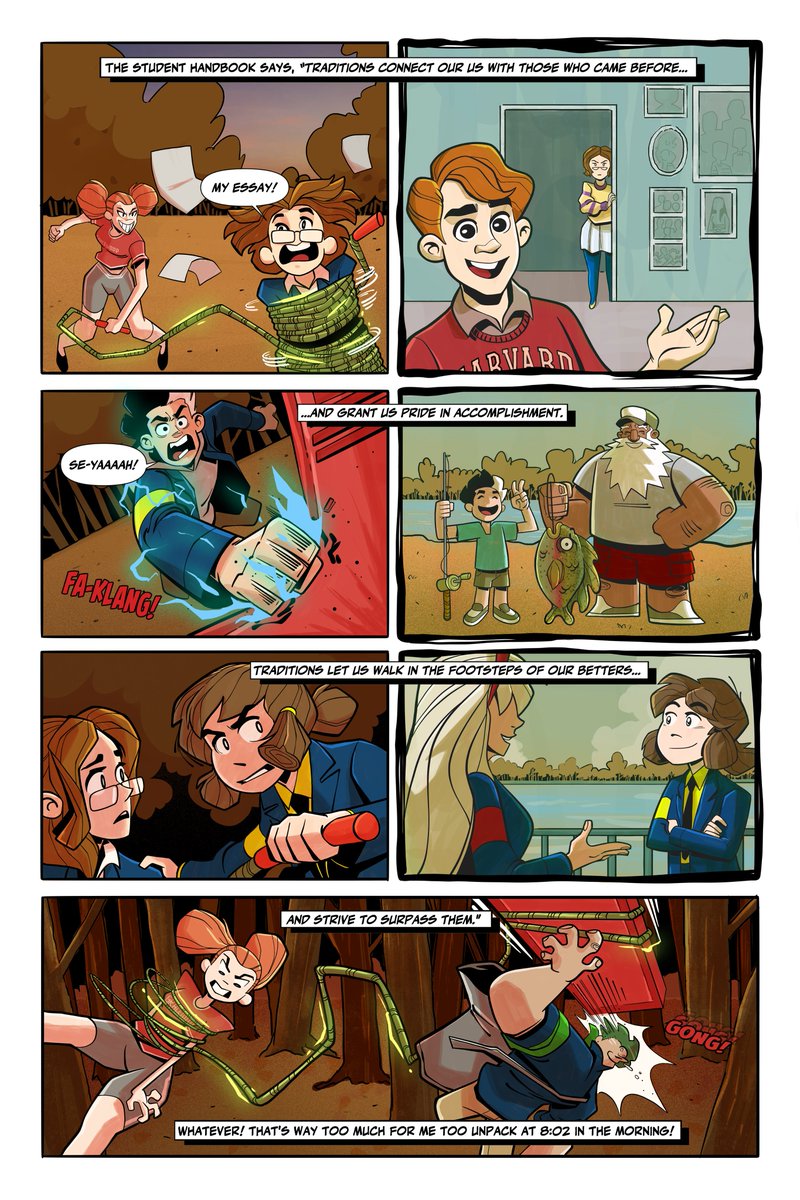 RocketLlama's tweet image. Past and present collide in today's page of #killthefreshman 
kck.st/4bR00uI
#comics #graphicnovel #kickstarter #crowdfunding