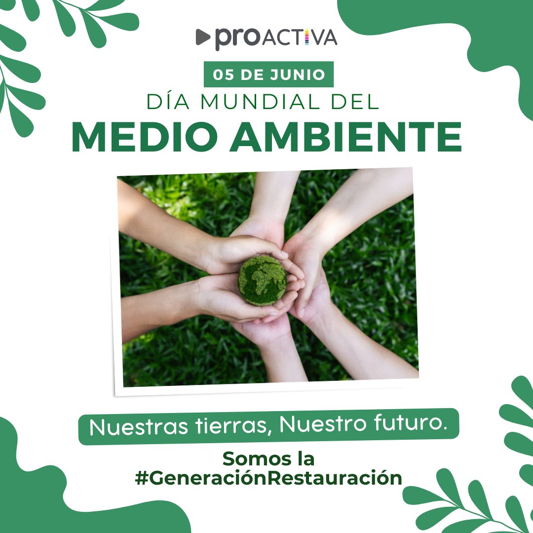 __Proactiva's tweet photo. Esta jornada impulsada por la ONU busca generar conciencia sobre el cuidado de la naturaleza y también para visibilizar el daño que le hacemos al mundo con nuestras acciones 🌍

El lema de este año es “Nuestras tierras. Nuestro futuro. Somos la #generacionrestauracion”. https://t.co/BxSIcpUsSF