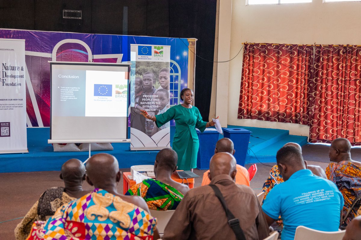 ndfwestafrica's tweet photo. Hurray as we successfully ended the day 2 community durbar today at Nkawie.
The mining communities at the BRACE durbar acknowledge the devastating impact of mining on their lives and demand justice! Community members now await BRACE activities.
#BRACEproject https://t.co/qDCtT5jY5f
