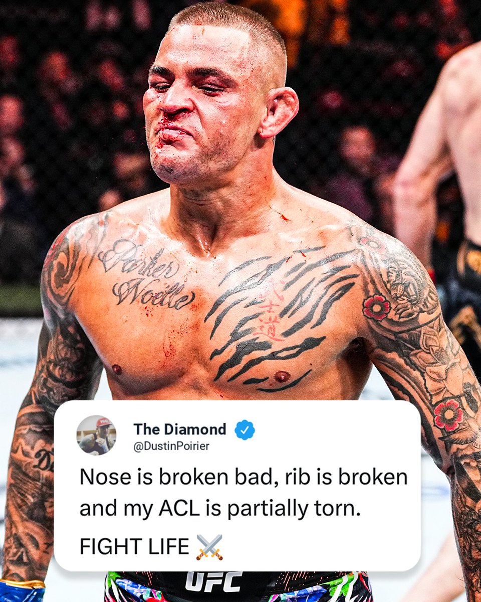 espnmma's tweet photo. Dustin Poirier is a warrior 💎 #UFC302 https://t.co/5aaq0LykZi